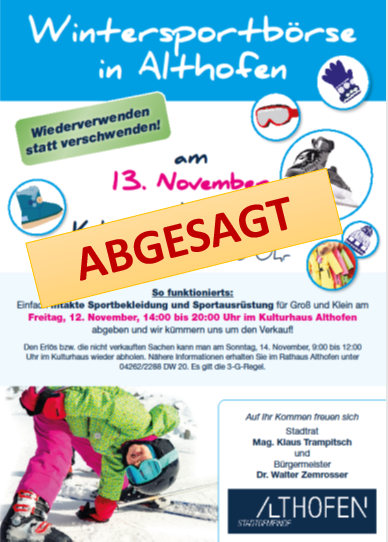 Die Wintersportbörse ist abgesagt